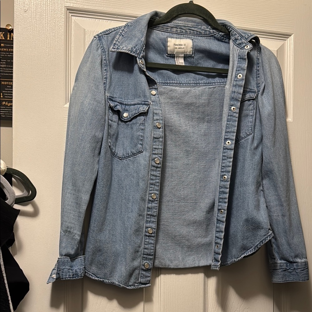 Forever 21 Light Blue Denim Shirt